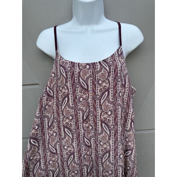 Chaser Women’s Maroon Paisley Print Maxi Slip Dress Open Back Hi-Low Sz M NWT - Picture 3 of 10